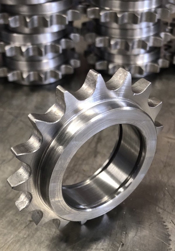 A sprocket cut by our engineers