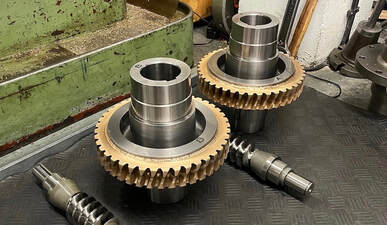 Completed worm wheel sets made by Westin Engineering