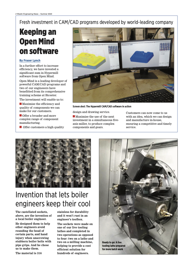 Page two of Westin Engineering summer 2020 newsletter